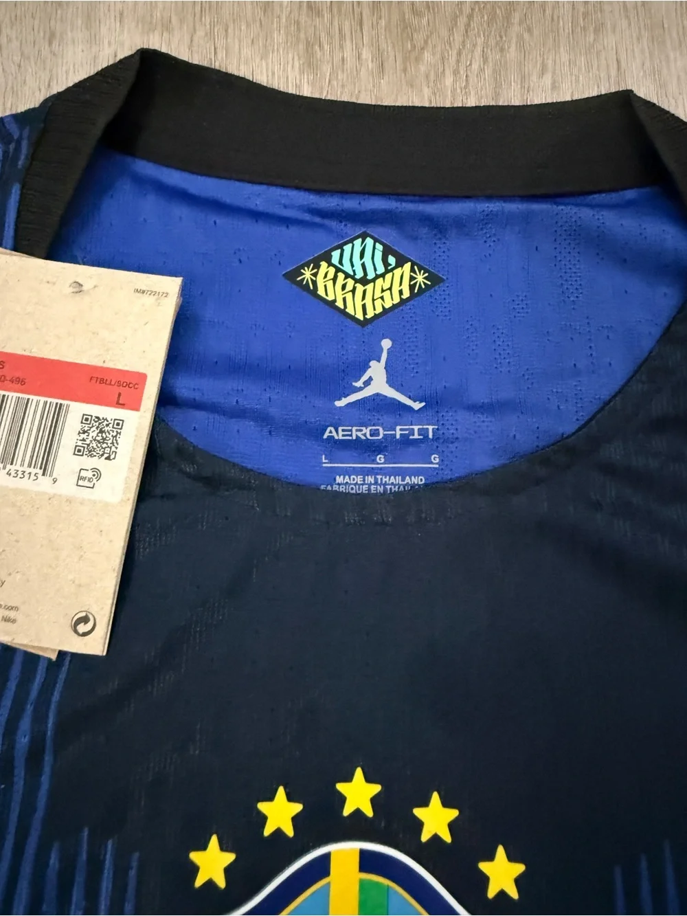 Jordan Brazil #10 Navy and Royal Blue Soccer Jersey with Yellow Accents